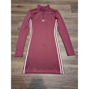 Adidas Victory Crimson Primeblue Long Sleeve Quarter Zip Dress Women Size S
